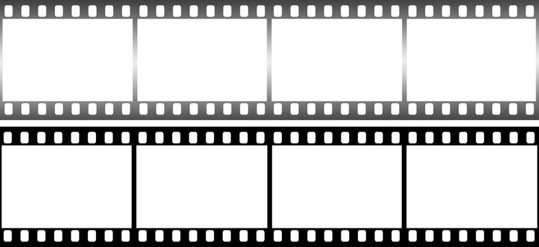 Photographic film in form of frame on white background.