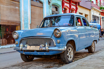 Old American Classic Cars in the streets of Old Havana, Cuba