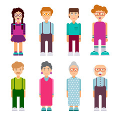 Set of males and females characters in flat design