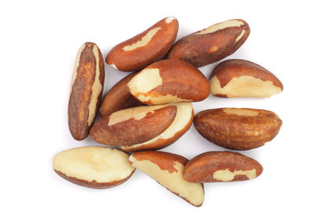 Fototapeta premium Brazil nuts isolated on white background closeup. Top view. Flat lay