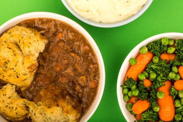 Traditional British Beef Casserole With Dumplings