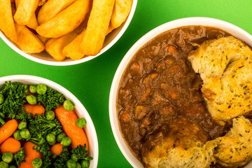 Traditional British Beef Casserole With Dumplings