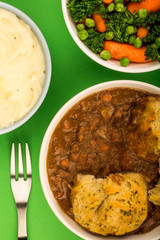 Traditional British Beef Casserole With Dumplings