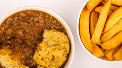 Traditional British Beef Casserole With Dumplings
