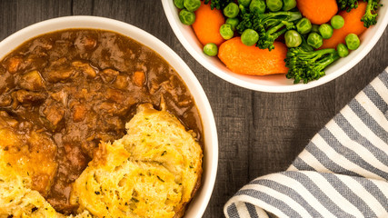 Traditional British Beef Casserole With Dumplings
