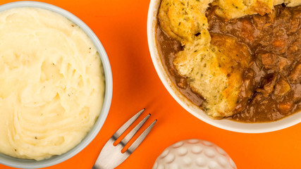 Traditional British Beef Casserole With Dumplings