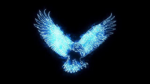 Blue Burning Eagle Animated Logo Loopable Graphic Element