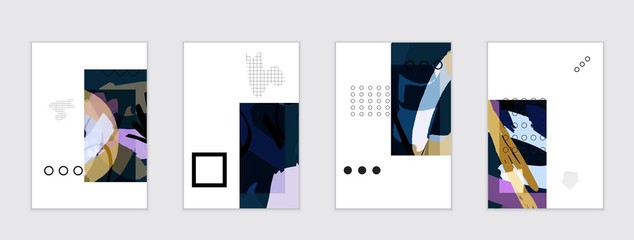 Set of artistic abstract universal card templates