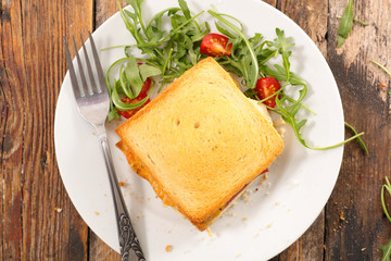 toasted bread with cheese and ham