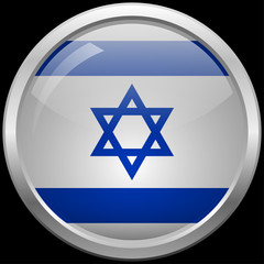 Israeli flag glass button vector illustration