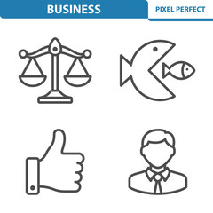 Business Icons, Professional, pixel perfect icons depicting various business concepts. EPS 8 format.