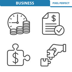 Business Icons, Professional, pixel perfect icons depicting various business concepts. EPS 8 format.
