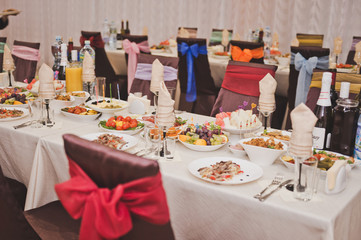 Decoration of the Banquet hall decoration elements with all the colors of