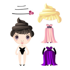 Template constructor. Cute robot of silver metal in New Year's clothes.