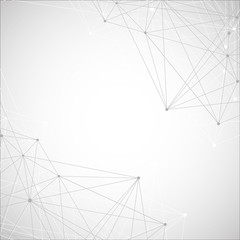 Geometric abstract background with connected line and dots. Structure molecule and communication. Scientific concept for your design. Medical, technology, science background. illustration.