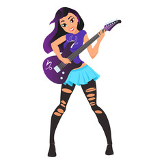 Obraz premium Girl guitarist, musician. Character representing Capricorn for a modern horoscope. EPS10 vector illustration.