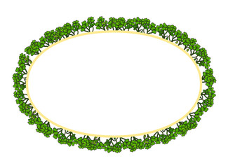 Oval frame of grass for your text. Vector illustration. 