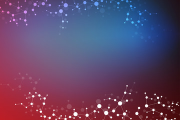Structure molecule and communication. Dna, atom, neurons. Scientific concept for your design. Connected lines with dots. Medical, technology, chemistry, science background. illustration.