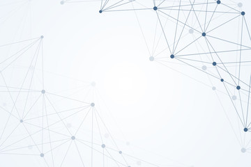Geometric abstract background with connected line and dots. Structure molecule and communication. Scientific concept for your design. Medical, technology, science background. illustration.