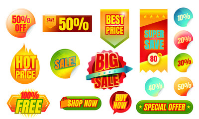 Set of promotional badges and sale tags, vector illustration volume1