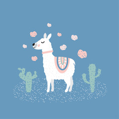 Cute llama illustration © ihorzigor