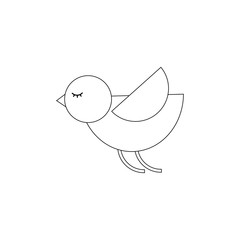 cute cartoon flying bird animal vector illustration thin line
