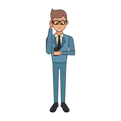 Businessman on phone vector illustration graphic design