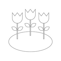 decorative flowers tulips in field nature vector illustration thin line