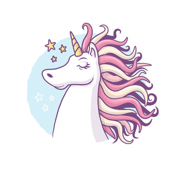 Beautiful colorful unicorn vector illustration 