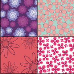 squares of Pattern of beautiful and tropical flowers, colorful design vector illustration