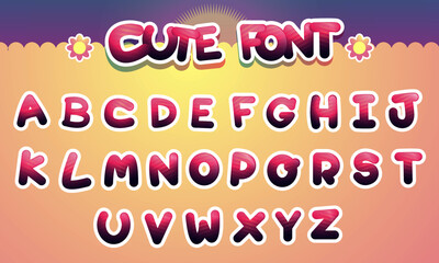 Cute colorful letters alphabet Funny Font. Cartoon vector illustration.