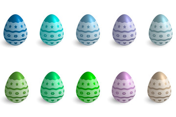 easter egg set vector drawing composition