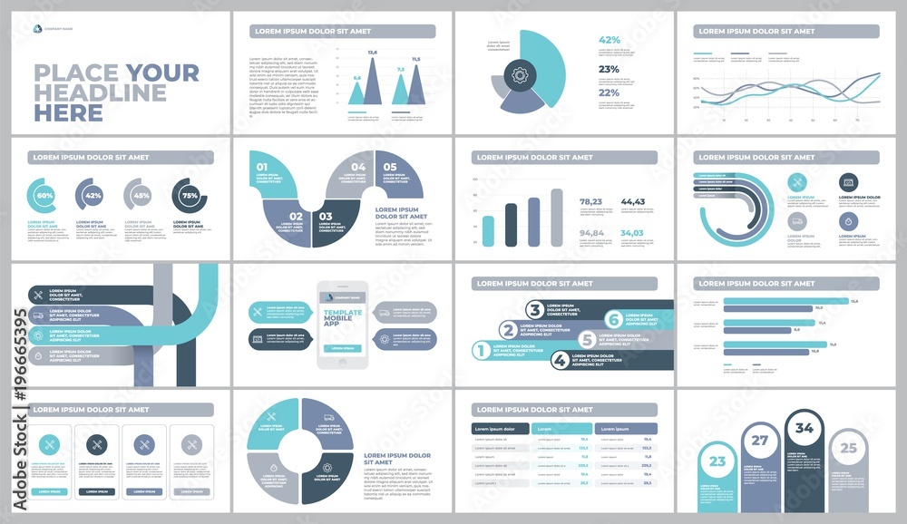 Wall mural presentation template design. business data graphs. vector financial and marketing charts.
