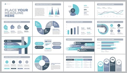 Presentation Template design. Business data graphs. Vector financial and marketing charts. - obrazy, fototapety, plakaty