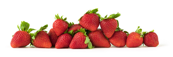 Red strawberries isolated on white background