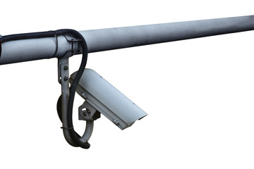 Closed circuit television on white background. (clipping path)