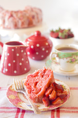 Beautiful Glazed Strawberry Bunt Cake