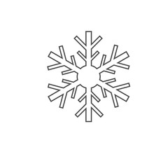 Snowflake icon. Black silhouette snow flake sign, isolated on white background. Flat design. Symbol of winter, frozen, Christmas, Graphic element decoration. Vector illustration