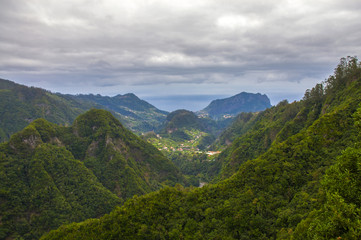 Veiw from Levada Caldeirao Verde. Queimadas Forestry Park. Madeira