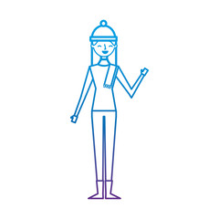 woman happy character with warm clothes season vector illustration degrade color image