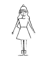 woman wearing warm winter hat vector illustration