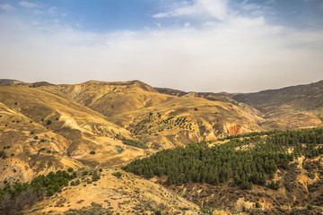 Algeria - June 09, 2017: Wild landscape of the countryside of Algeria