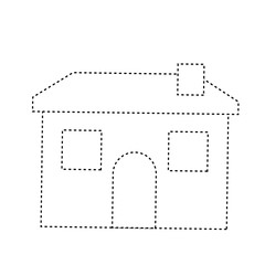 cartoon house home architecture chimney vector illustration dotted line image