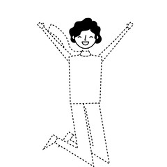 Fototapeta premium happy man character male in the casual clothes warm vector illustration dotted line image