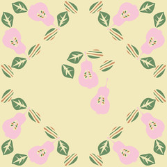 Pears half  pattern, spots, grains, leaves. Hand drawn.