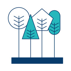 cute geometric trees spring concept vector illustration blue and green image