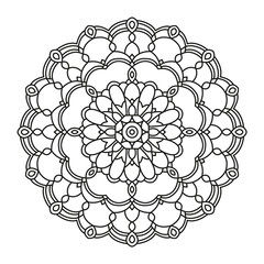 Beautiful Mandala Shape for Coloring. Vector Mandala. Floral. Flower. Oriental. Book Page. Lines