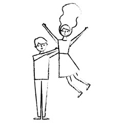 happy man with woman relationship romantic vector illustration sketch image