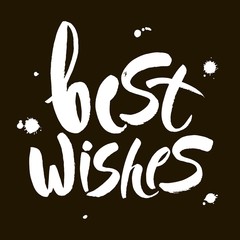 Best wishes Christmas and New Year brush calligraphy isolated on black background. Vector illustration