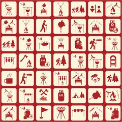Obraz premium Set of travel and camping equipment icons